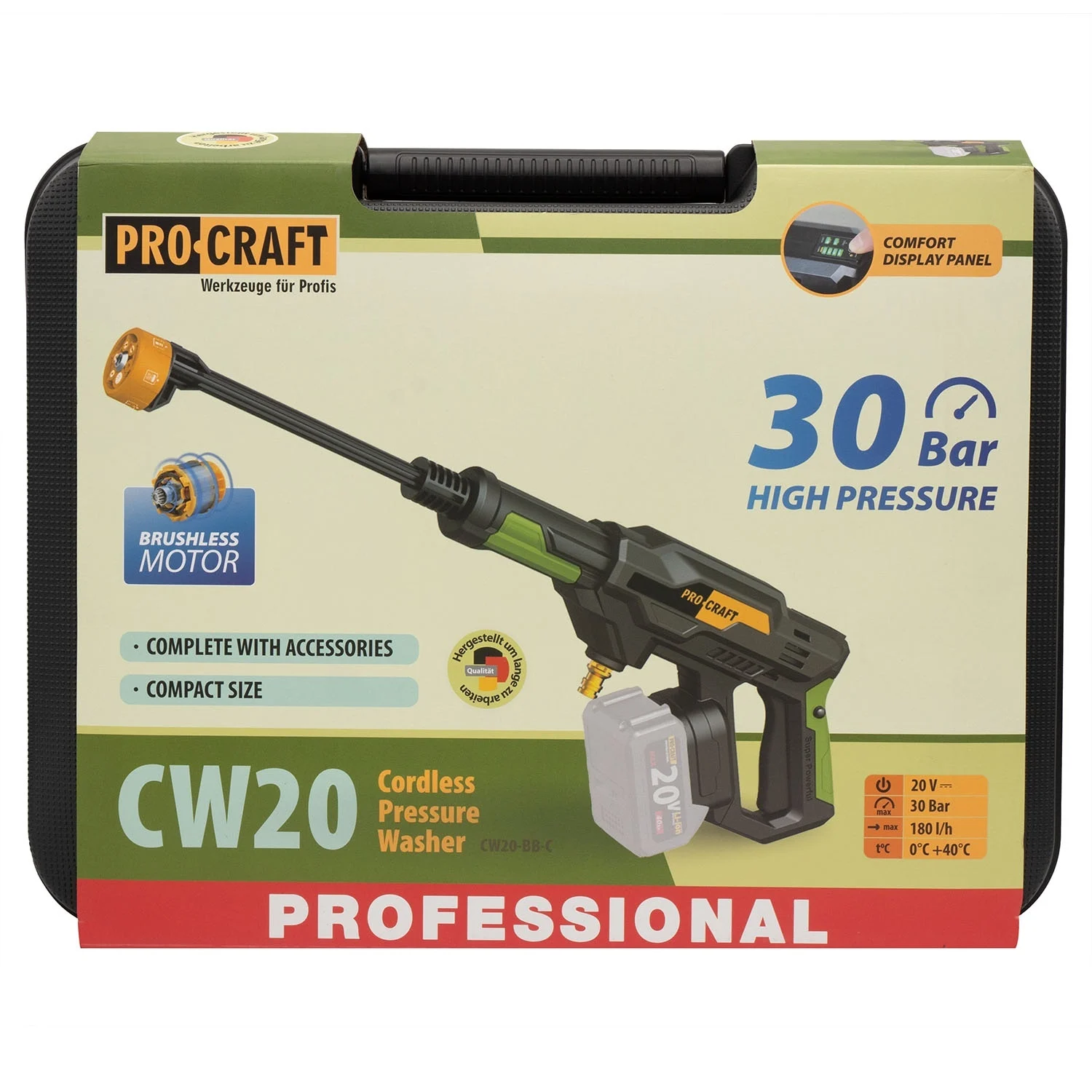 Aparat de spalat cu presiune pe acumulator ProCraft, 20V/4Ah, Brushless, Geanta de transport, Fara acumulator si incarcator incluse [20]