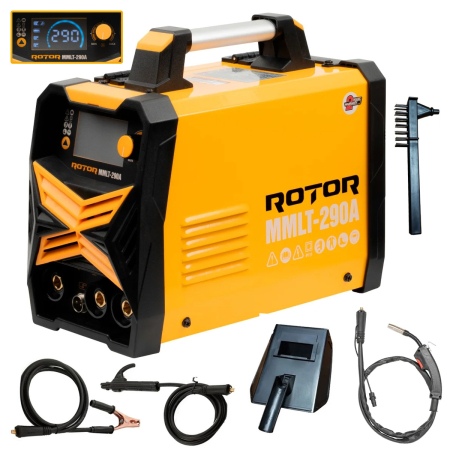 Aparate de sudura - Aparat de sudura ROTOR MMLT 290, sarma flux si electrod, MIG/MMA/TIG , LCD Color