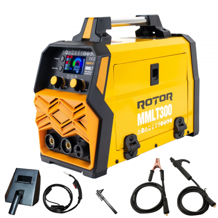 Aparat de sudura Rotor MIG/MMA/LIFT TIG 120, 20-300A, Afisaj digital, Accesorii incluse [5]