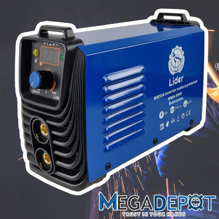 Aparat de sudura tip invertor LIDER MMA450A, 450Ah, cablu electrod 3 metri, afisaj electronic, protectie supraincalzire, vnetilator de racire [7]