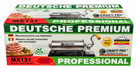 Aparat de umplut carnati orizontal 4Kg Craft-Tec, 4 palnii incluse [2]