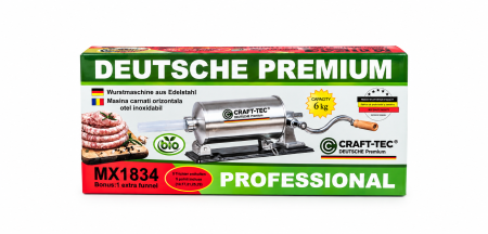 Aparat de umplut carnati orizontal 6Kg Craft-Tec, 5 palnii incluse [2]