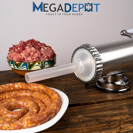 Aparat de umplut carnati, Orizontal, Inox, Capacitate 2.5 kg, 3 Palnii Incluse [6]