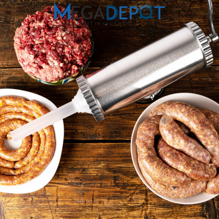 Aparat de umplut carnati, Orizontal, Inox, Capacitate 2.5 kg, 3 Palnii Incluse [8]