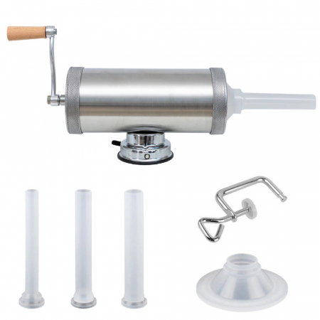 Bucatarie - Aparat de umplut carnati, Orizontal, Inox, Capacitate 3 kg, 3 Palnii Incluse