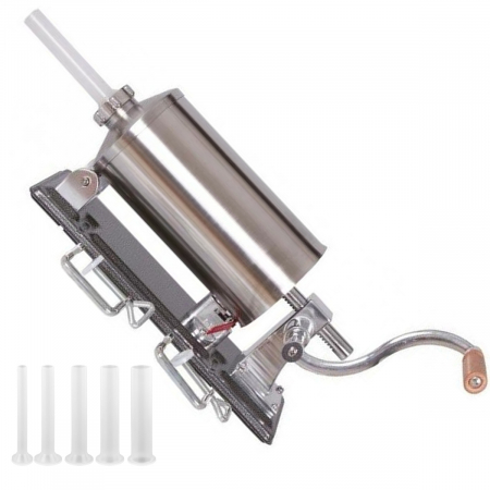 Aparate carnati - Aparat de umplut carnati, Orizontal, Inox, Capacitate 6 kg, 5 Palnii Incluse