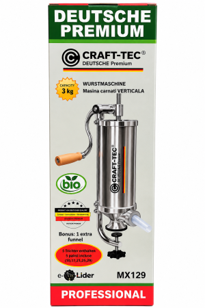 Aparat de umplut carnati vertical 3Kg Craft-Tec, 5 palnii incluse [2]