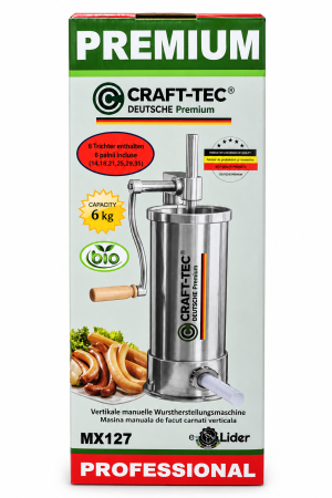 Aparat de umplut carnati vertical 6Kg Craft-Tec, 6 palnii incluse [1]