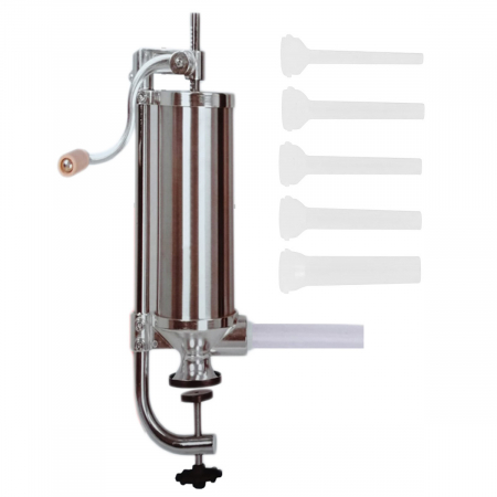 Bucatarie - Aparat de umplut carnati, Vertical, Inox, Capacitate 3 kg, 5 Palnii Incluse, sistem anti bule