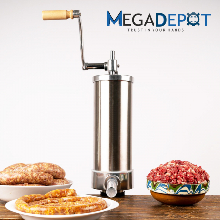 Aparat de umplut carnati, vertical, inox, capacitate 4 kg, 5 palnii incluse, sistem anti bule [9]
