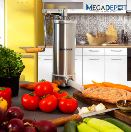 Aparat de umplut carnati, vertical, inox, capacitate 4 kg, 5 palnii incluse, sistem anti bule [5]