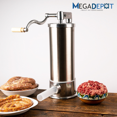 Aparat de umplut carnati, Vertical, Inox, Capacitate 6 kg, 6 Palnii Incluse, sistem anti bule [9]
