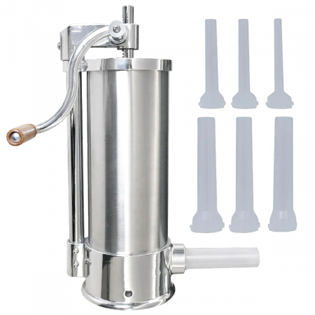 Bucatarie - Aparat de umplut carnati, Vertical, Inox, Capacitate 6 kg, 6 Palnii Incluse, sistem anti bule