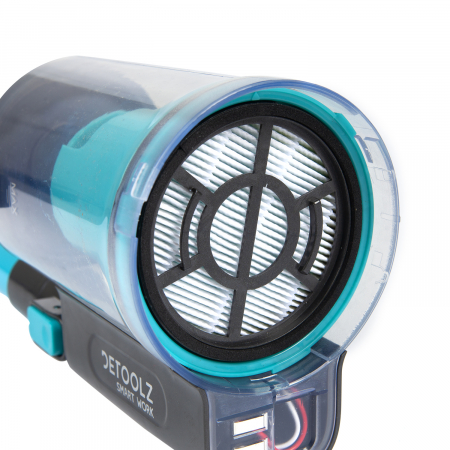 Aspirator cu acumulator Detoolz, 120W, Capacitate 0.8L, 21.6V/ 2200mAh, Turquoise [10]