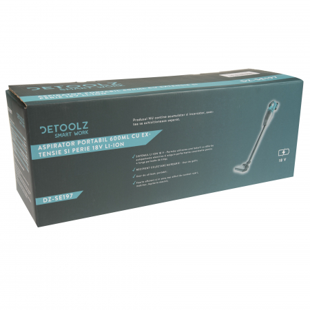 Aspirator portabil Detoolz DZ-SE197, 600ml, 18V, Extensie+Perie (fara incarcator si acumulator) [6]