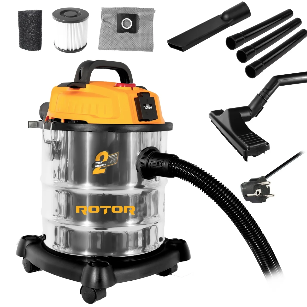 Scule si Unelte - Aspirator Rotor, 1200W, 20L, functie de aspirare uscata-umeda, Accesorii incluse