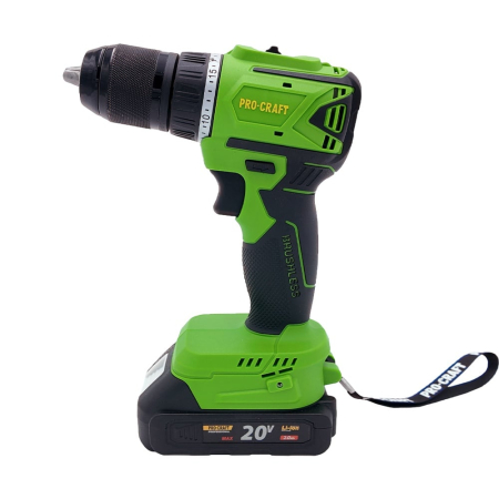 Autofiletanta pe acumulator ProCraft, 20V/2Ah, 0-600/0-2100RPM, 20+1 trepte foraj [2]