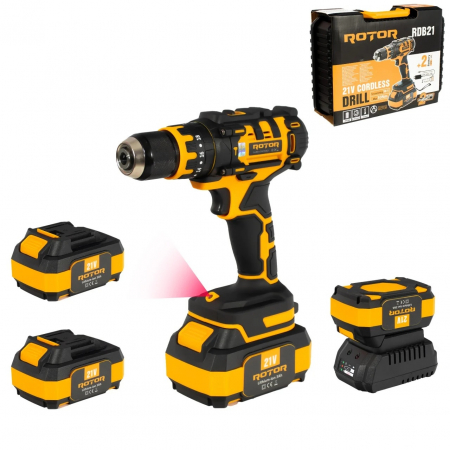 Masini de gaurit si insurubat - Autofiletanta pe acumulator Rotor, 21V/3Ah, 1350RPM, Trepte 18+1, Cuplu 30Nm, Brushless