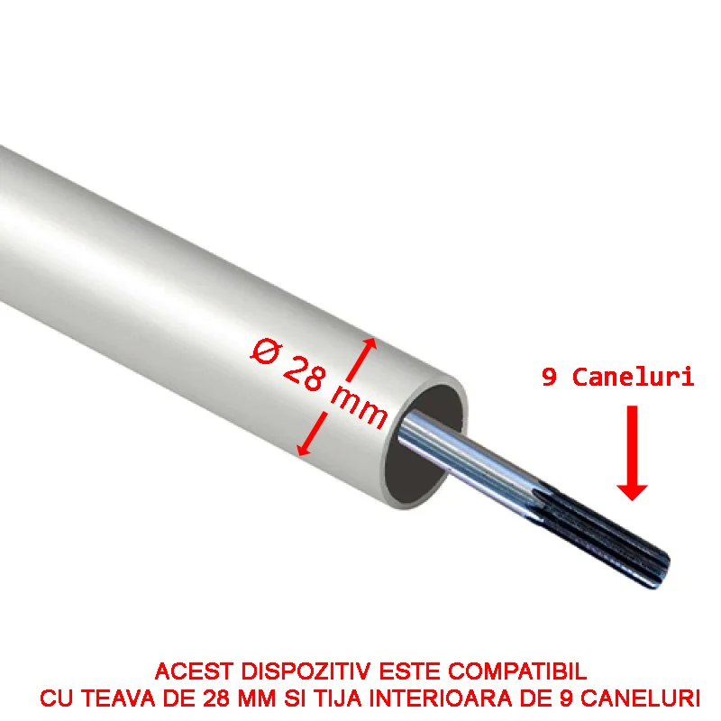 Ax pentru accesoriu cultivator/prasitoare 28mm 9* [2]
