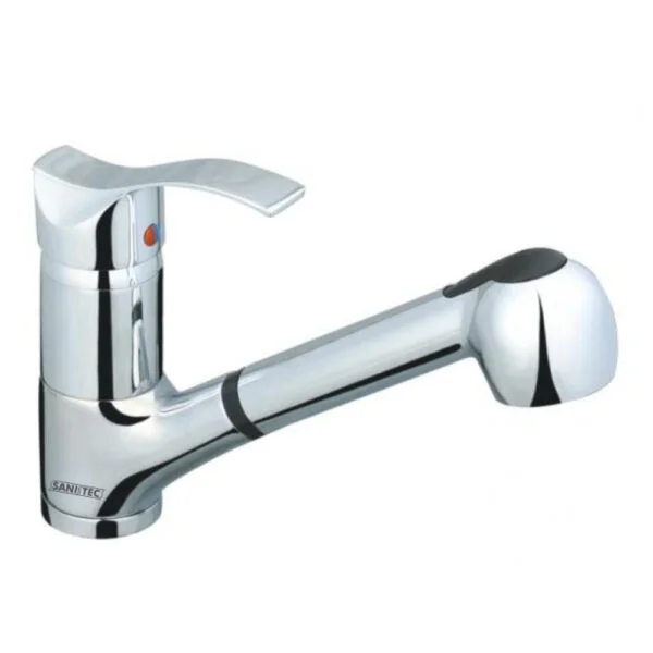 Baterie bucatarie cu dus Sanitec SN0012, Zinc, Monocomanda, Argintiu [0]