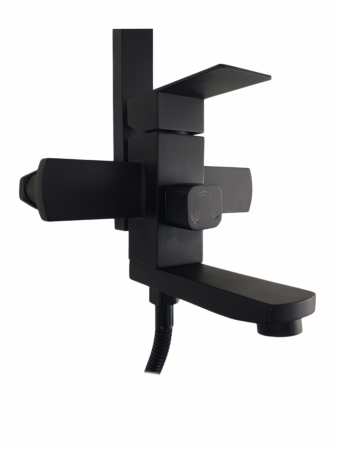 Baterie de baie cu coloana de dus MIXXUS KUB-009-J, otel inoxidabil, inaltime 120cm, Monocomanda, Neagra [2]