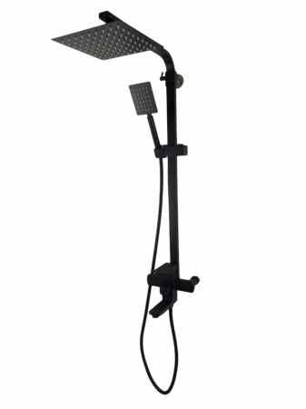 Instalatii sanitare - Baterie de baie cu coloana de dus MIXXUS KUB-009-J, otel inoxidabil, inaltime 120cm, Monocomanda, Neagra