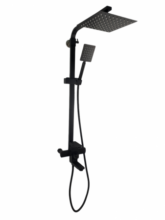 Baterie de baie cu coloana de dus MIXXUS KUB-009-J, otel inoxidabil, inaltime 120cm, Monocomanda, Neagra [1]