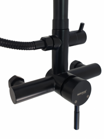 Baterie de baie cu coloana de dus MIXXUS SUS-003-J, otel inoxidabil, inaltime 120cm, Monocomanda, Neagra [3]