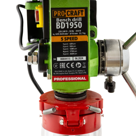BD1950 bormasina de banc fixa cu coloana PROCRAFT, produsul contine taxa timbru verde 6 Ron, 25.30 kg [5]