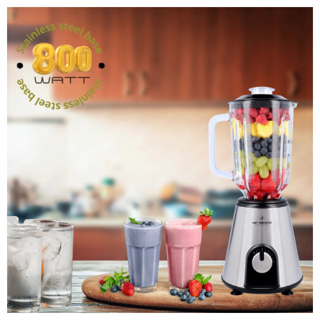 Blender cu pahar din sticla Just Perfecto JL-02, 800W, Capacitate 1.5L, 2Viteze+Puls, Capac detasabil, Baza inox [4]