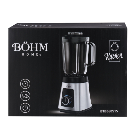 Blender de masa BOHM Home BTBG80S15, 800 W, 1,5 L, 5 viteze + Pulse, 6 lame [10]