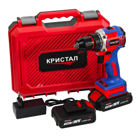 Bormașină cu acumulator DDT-KRISTAL 36V, 2 acumulatori Li-Ion 2.0Ah, motor fara perii (brushless), 2 viteze, cuplu reglabil, sistem autoblocaj,  valiză de transport [3]
