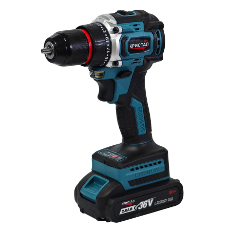 Bormașină cu acumulator DDT-KRISTAL 36V, 2 acumulatori Li-Ion 2.0Ah, motor fara perii (brushless), 2 viteze, cuplu reglabil, sistem autoblocaj,  valiză de transport [15]