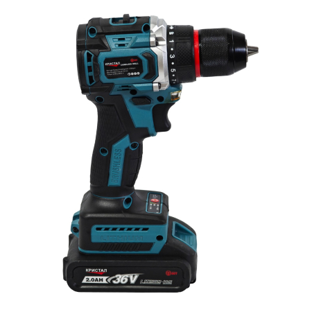 Bormașină cu acumulator DDT-KRISTAL 36V, 2 acumulatori Li-Ion 2.0Ah, motor fara perii (brushless), 2 viteze, cuplu reglabil, sistem autoblocaj,  valiză de transport [4]