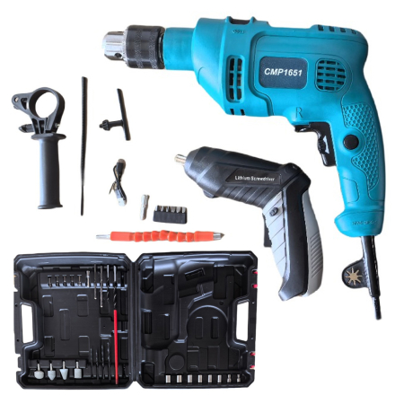 Masini de gaurit si insurubat - Bormasina electrica + Minifiletanta Campion, 35 piese incluse, Geanta de transport