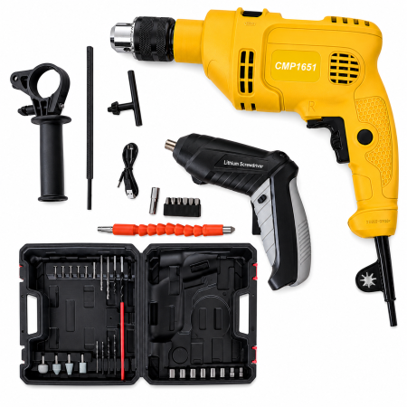 Bormasina electrica + Minifiletanta Campion, 35 piese incluse, Geanta de transport [2]