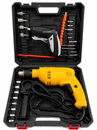 Bormasina electrica + Minifiletanta Campion, 35 piese incluse, Geanta de transport [3]