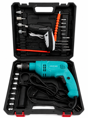 Bormasina electrica + Minifiletanta Campion, 35 piese incluse, Geanta de transport [1]