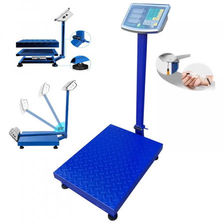 Cantarire - Cantar electronic 600Kg, Mencoza Lider, cu acumulator, brat rabatabil, picioare ajustabile, fisaj LCD, otel inoxidabil