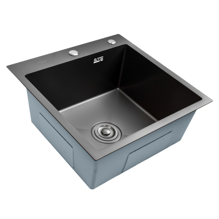 Instalatii sanitare - Chiuveta bucatarie BOHM BH5050BA, inox alimentar SUS304, 500 x 500 x 220 mm, finisaj Negru, sifon inclus