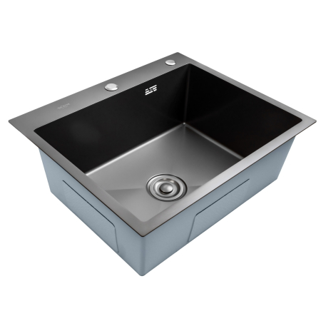 Chiuvete - Chiuveta bucatarie BOHM BH6050BA, inox alimentar SUS304, 600 x 500 x 220 mm, finisaj Negru, sifon inclus