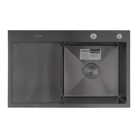 Chiuveta bucatarie din inox alimentar SUS304 , BH7849RB BOHM nano black 780x490x215 mm [1]