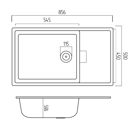 Chiuveta de bucatarie Elefant Premium Diamond Negru metalic, 856x500mm [1]