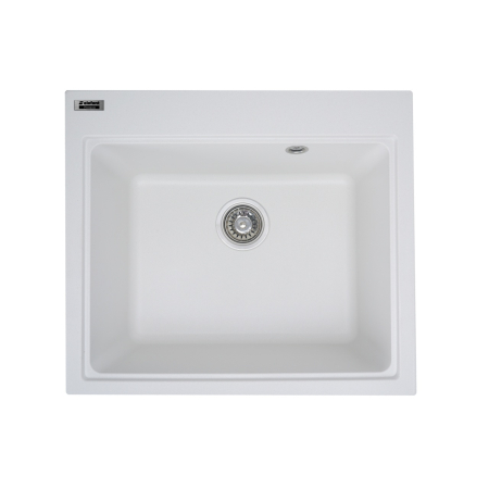 Instalatii sanitare - Chiuvetă din compozit de granit pentru bucătărie ELEFANT PREMIUM 5852 VESTA Alb 580 x 518 mm