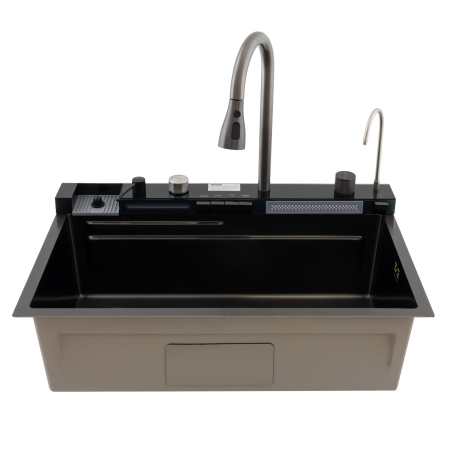 Chiuveta multifunctionala Mixxus, Cuva 220mm, Nano black, Otel inoxidabil [3]