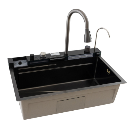 Chiuveta multifunctionala Mixxus, Cuva 220mm, Nano black, Otel inoxidabil [2]