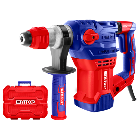 Scule electrice - Ciocan electric rotopercutor, 1500W, 5.5J, 3 burghie si 2 dalti incluse, cutie de transport - ERHRP1502, EMTOP