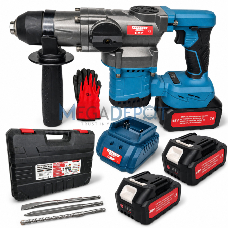 Rotopercutoare - Ciocan rotopercutor pe acumulator Altai Campion PRO, 48V / 6Ah, Brushless, 3500W, 9J, 2 Acumulatori, SDS-Plus