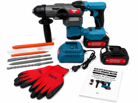 Ciocan rotopercutor pe acumulator Altai Campion PRO, 48V / 6Ah, Brushless, 3500W, 9J, 2 Acumulatori, SDS-Plus [4]