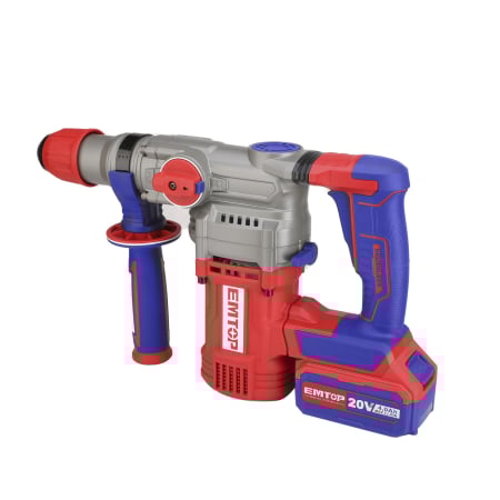Ciocan rotopercutor cu 2 acumulatori 4.0Ah, motor fara perii (brushless), 28mm, 2.0J, 3 burghie, cutie de transport - ELRH202882, EMTOP [1]